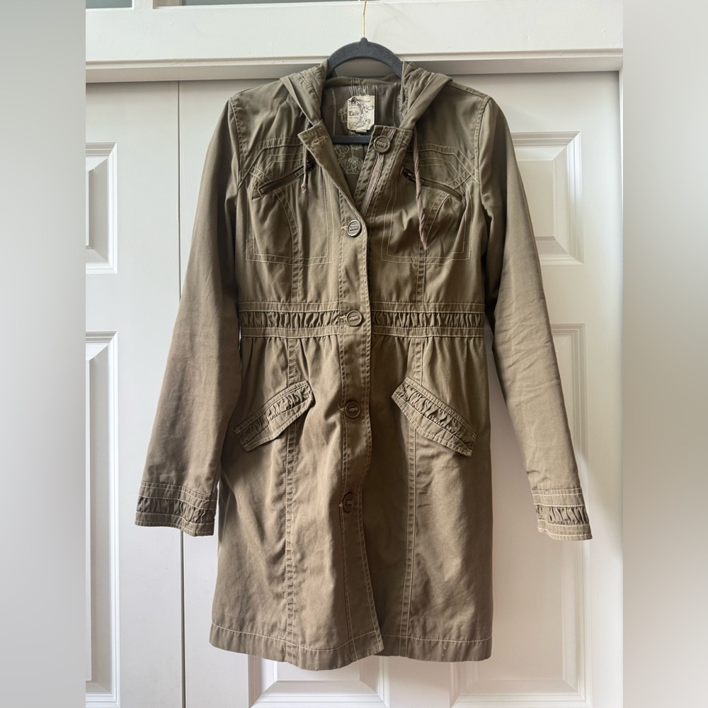 Tulle Tan Utility Jacket with Drawstring Waist